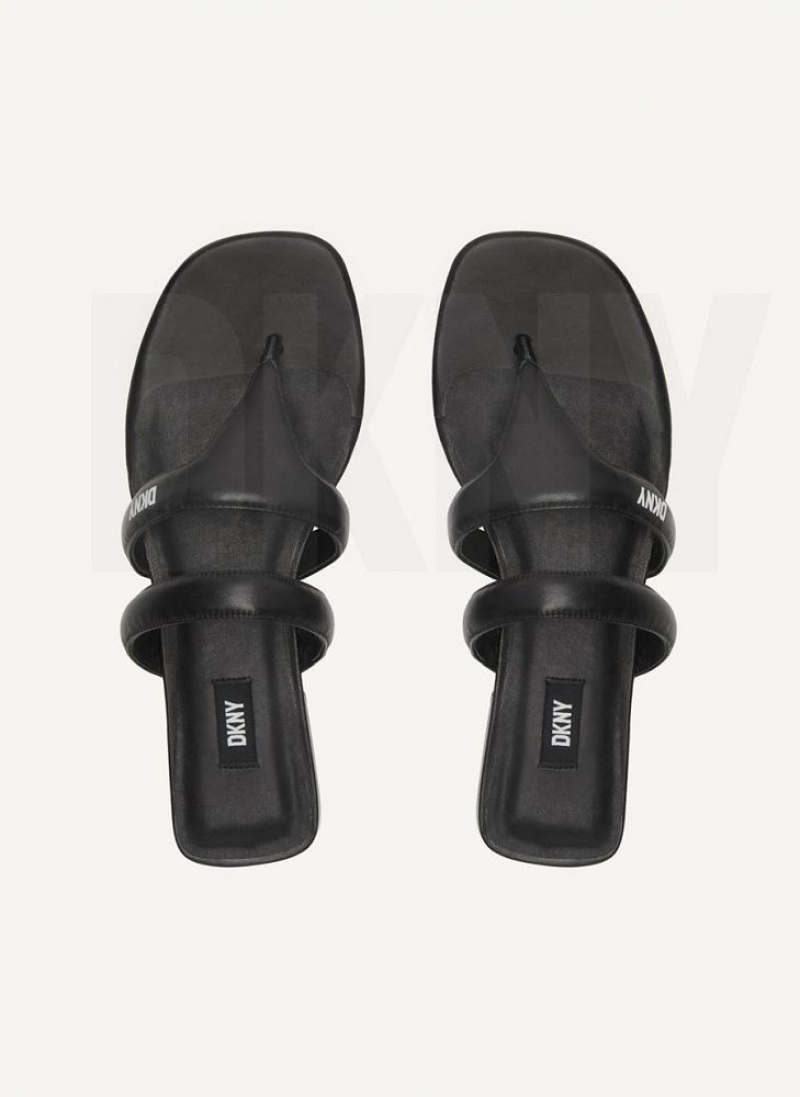 DKNY Puffy Strap Thong Women's Flip Flops Black | Ireland_D0178