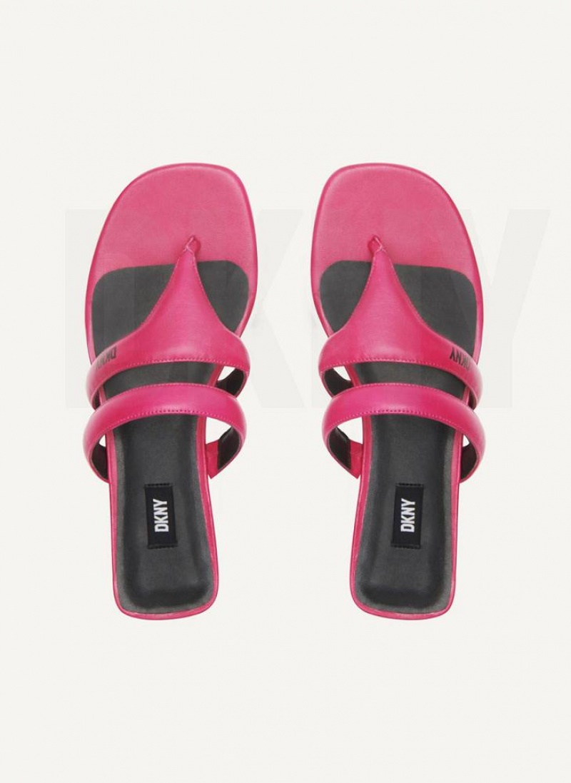 DKNY Puffy Strap Thong Women's Flip Flops Pink | Ireland_D1225