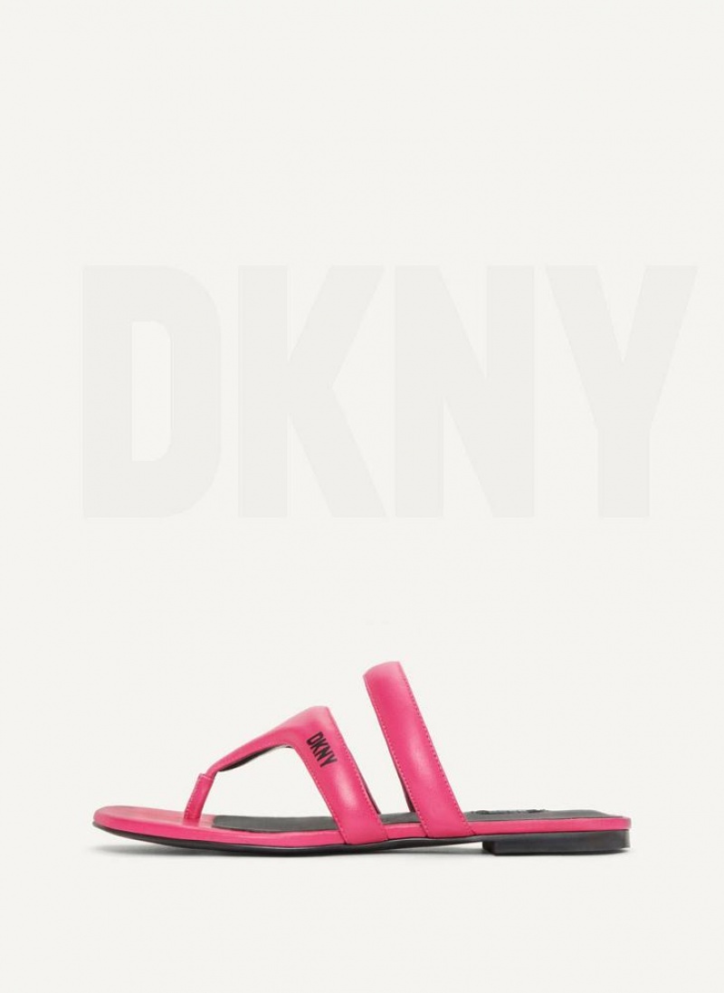 DKNY Puffy Strap Thong Women\'s Flip Flops Pink | Ireland_D1225