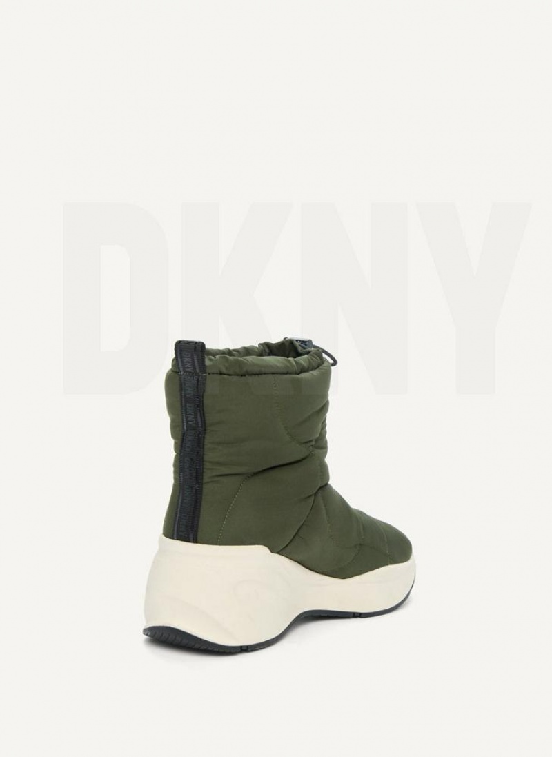 DKNY Puffy Wedge Women's Boots Olive | Ireland_D1620