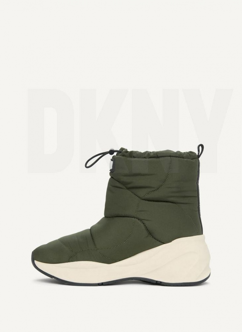 DKNY Puffy Wedge Women\'s Boots Olive | Ireland_D1620