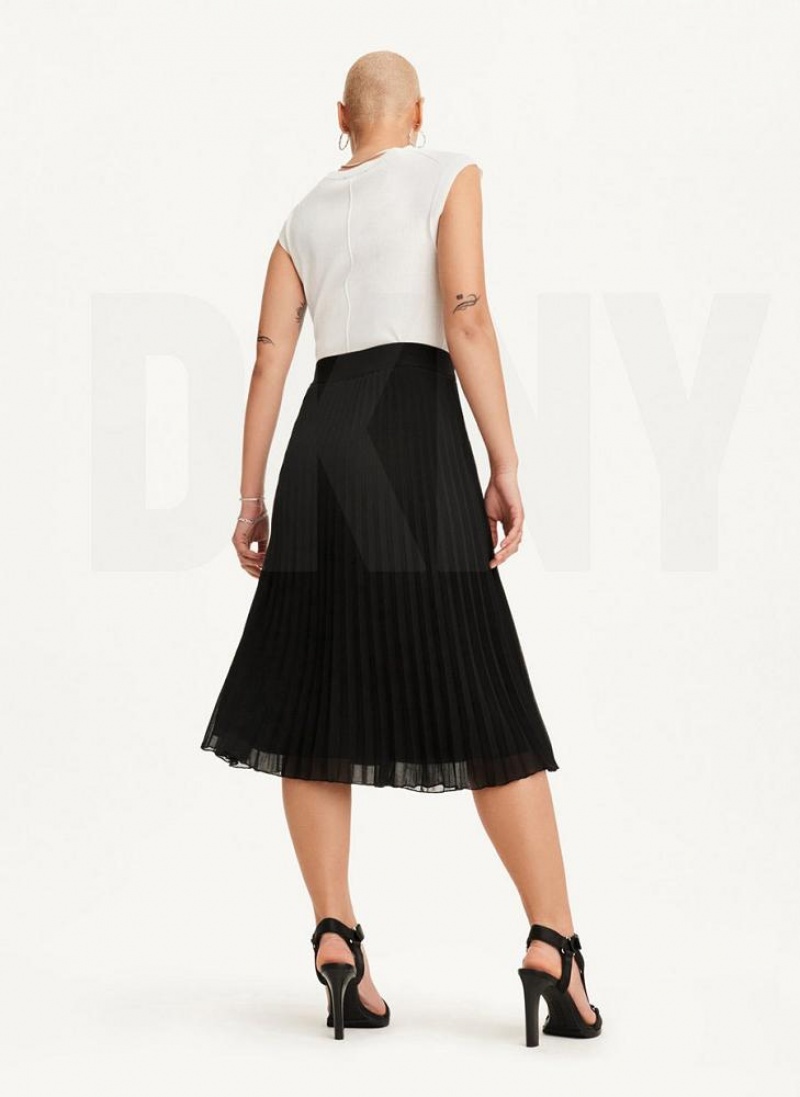 DKNY Pull On Pleated Midi Women's Skirts Black | Ireland_D0190