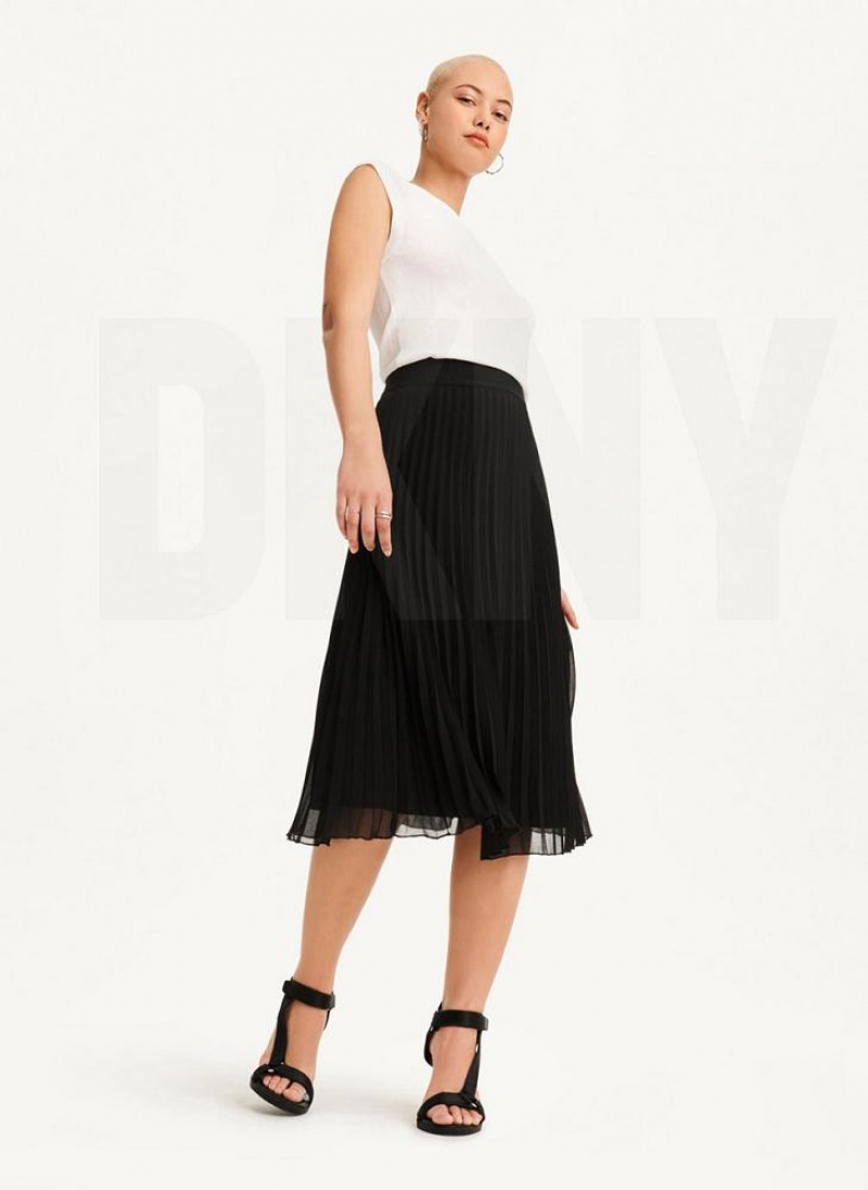 DKNY Pull On Pleated Midi Women's Skirts Black | Ireland_D0190