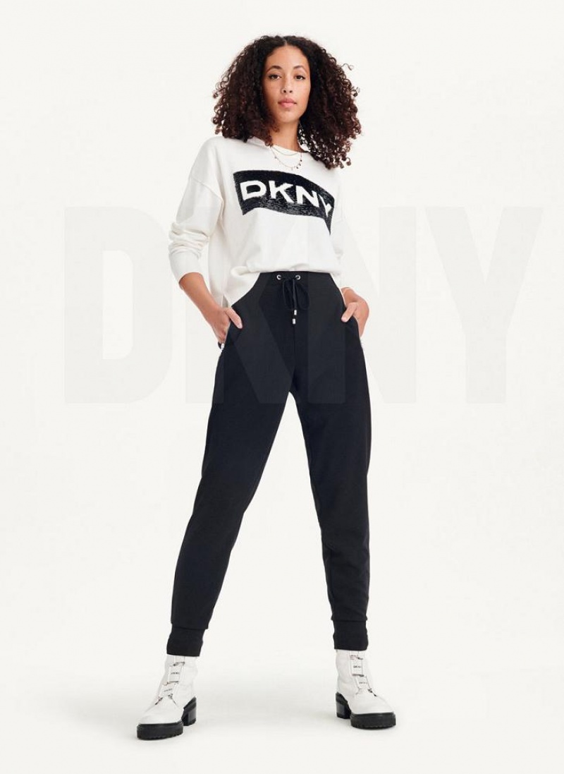 DKNY Pull On Women's Joggers Black | Ireland_D1194