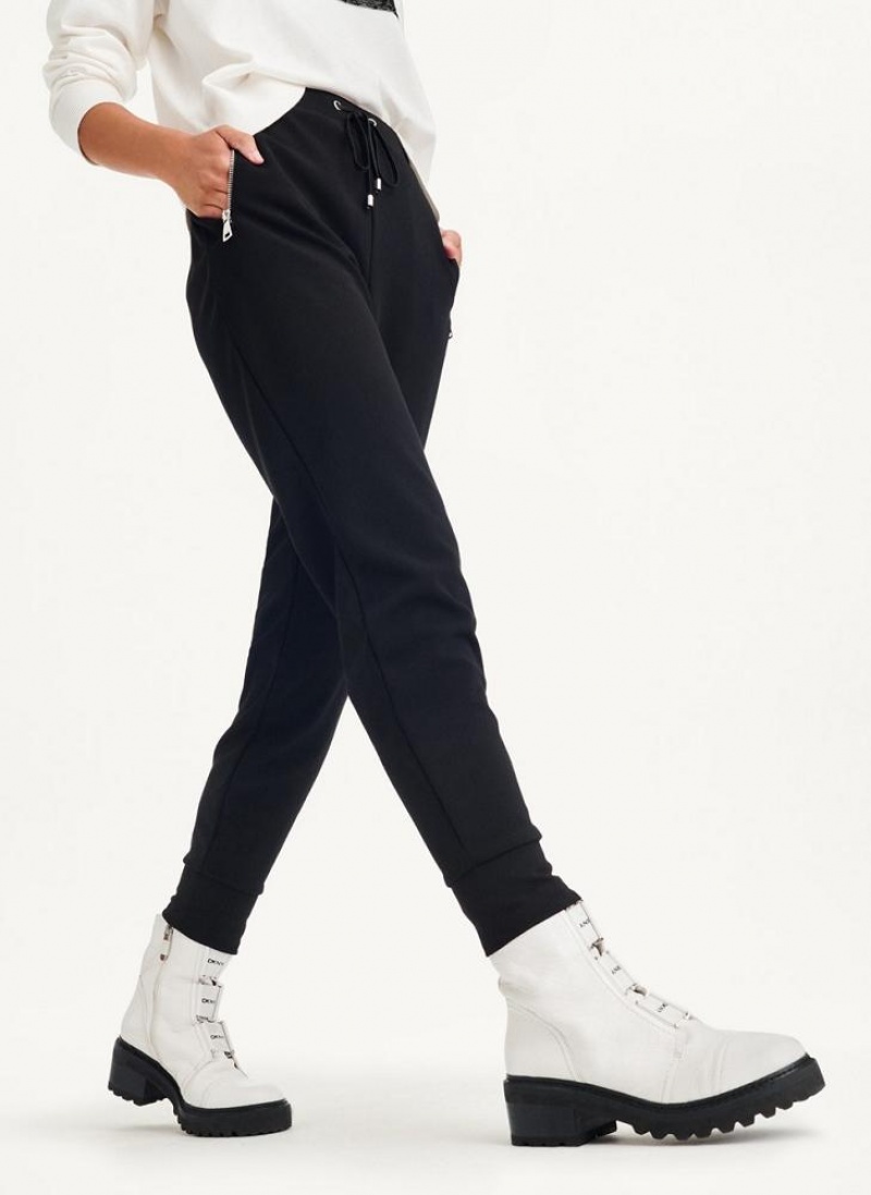 DKNY Pull On Women's Joggers Black | Ireland_D1194