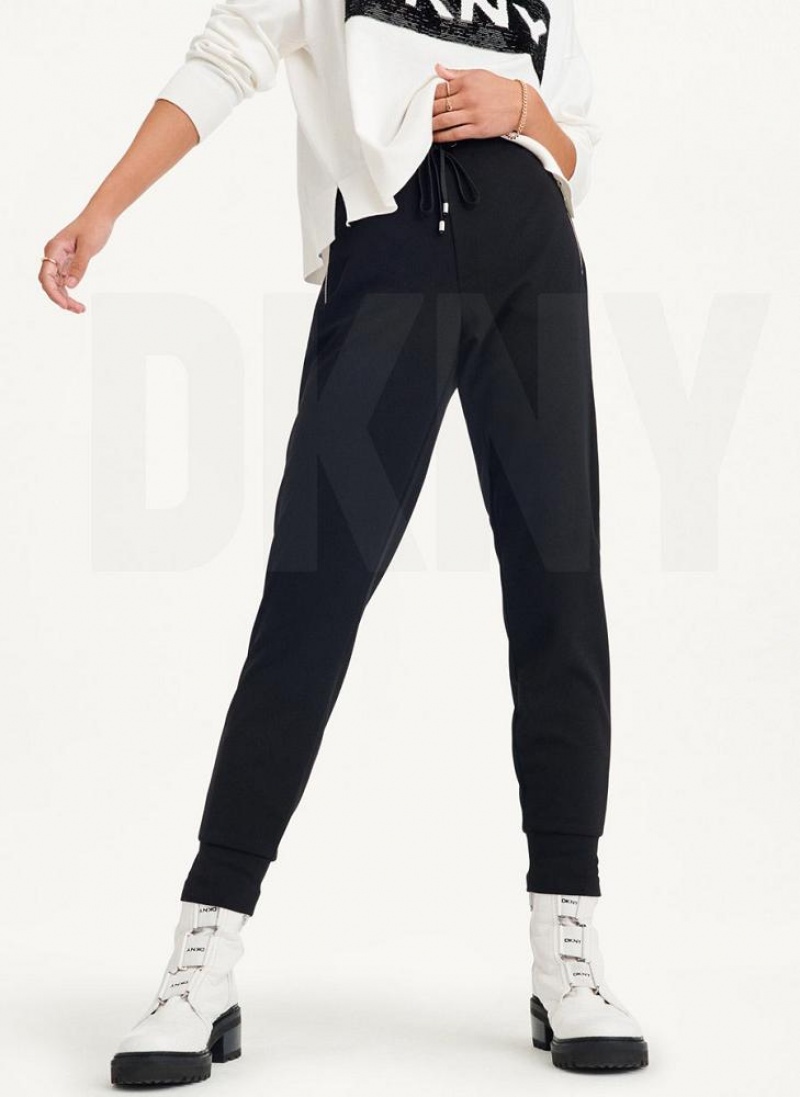 DKNY Pull On Women\'s Joggers Black | Ireland_D1194