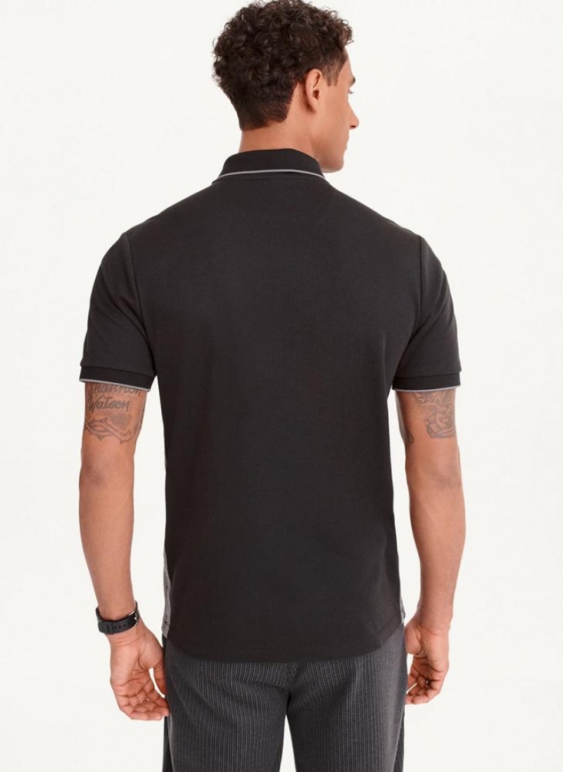 DKNY Quarter Zip Sport Men's Polo Shirts Black | Ireland_D0360