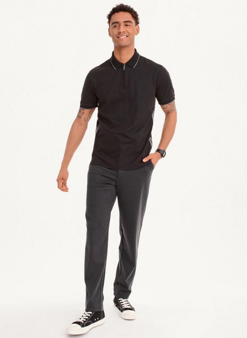 DKNY Quarter Zip Sport Men's Polo Shirts Black | Ireland_D0360