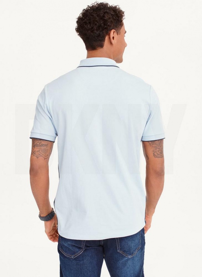 DKNY Quarter Zip Sport Men's Polo Shirts Blue | Ireland_D0843