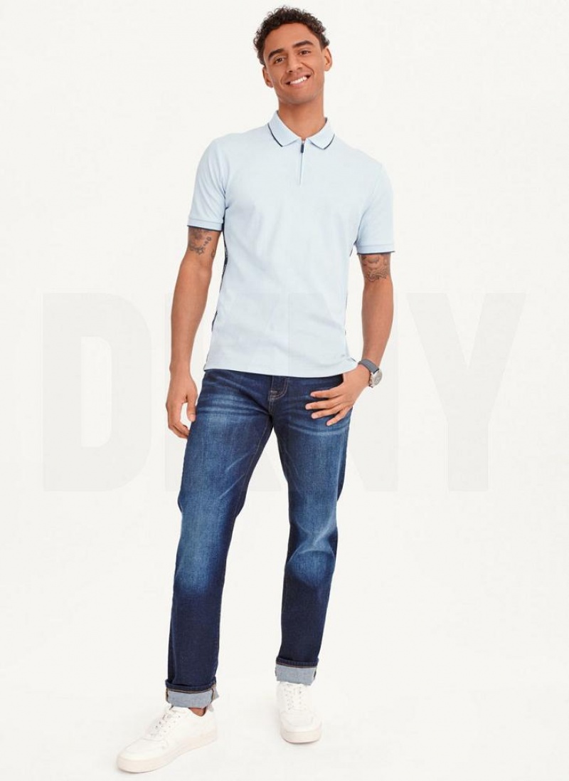 DKNY Quarter Zip Sport Men's Polo Shirts Blue | Ireland_D0843