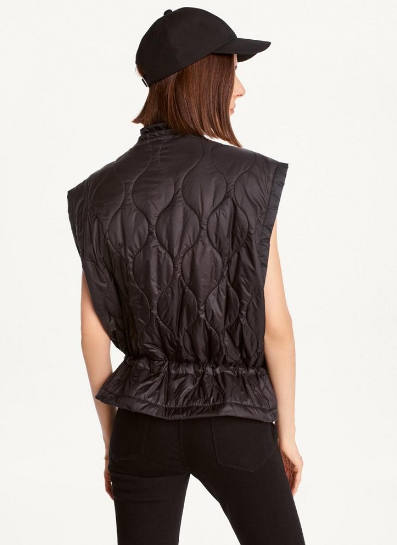 DKNY Quilted Cropped Vest Women's Coats Black | Ireland_D0982