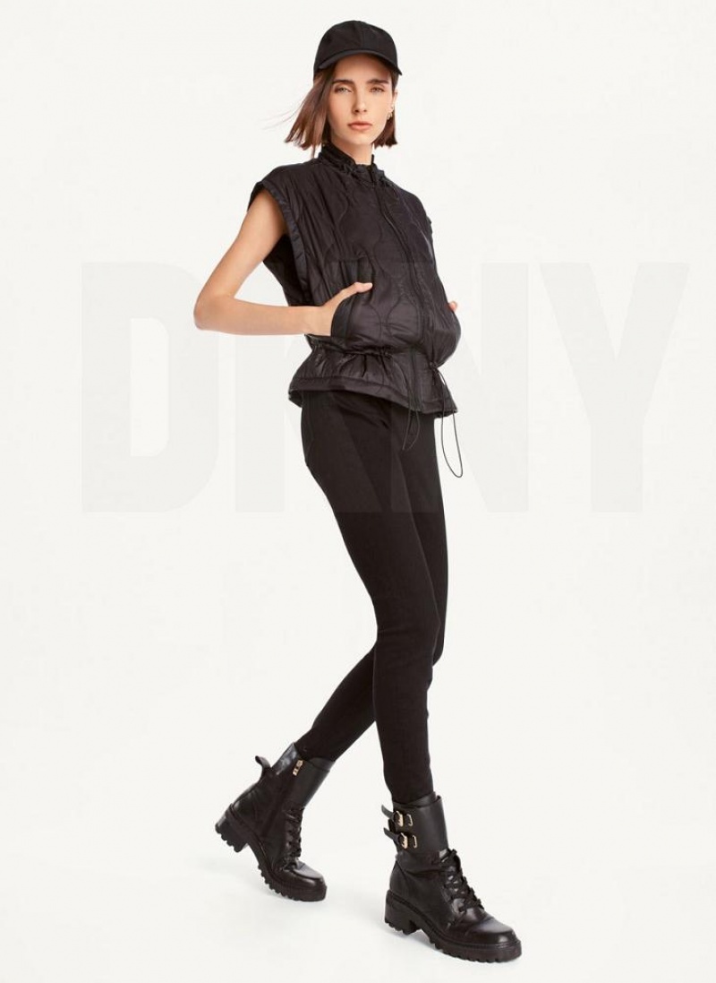 DKNY Quilted Cropped Vest Women's Coats Black | Ireland_D0982