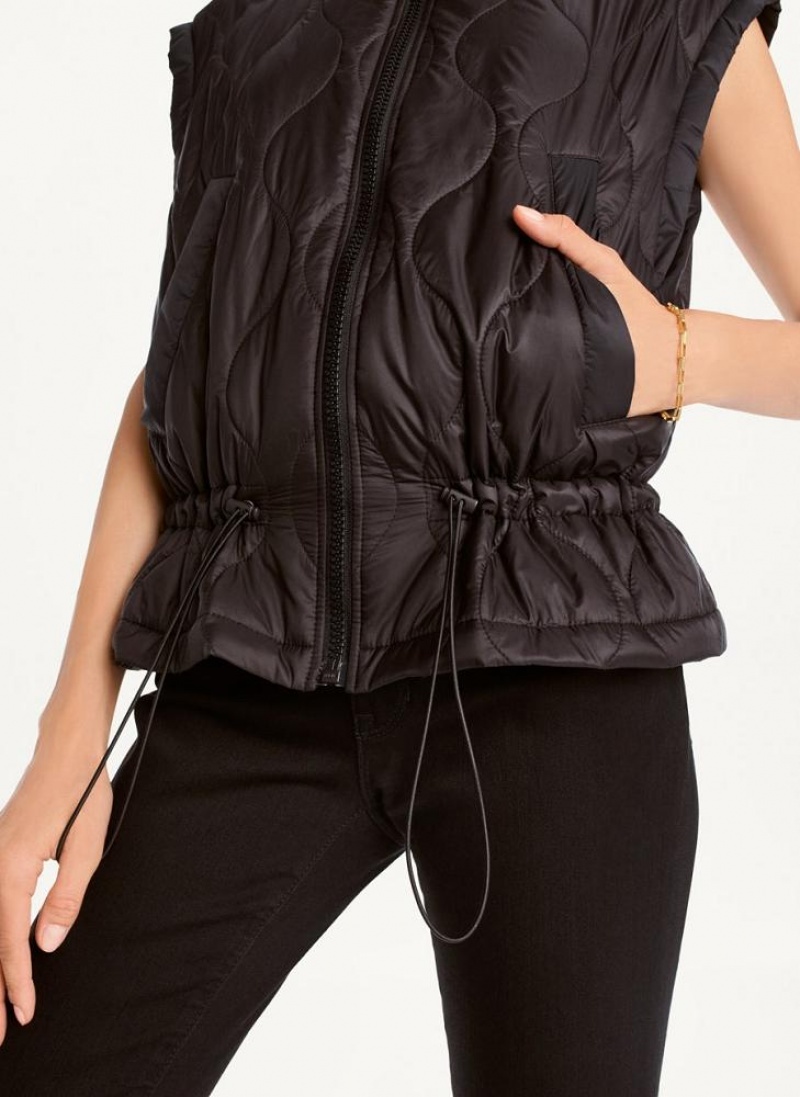 DKNY Quilted Cropped Vest Women's Coats Black | Ireland_D0982