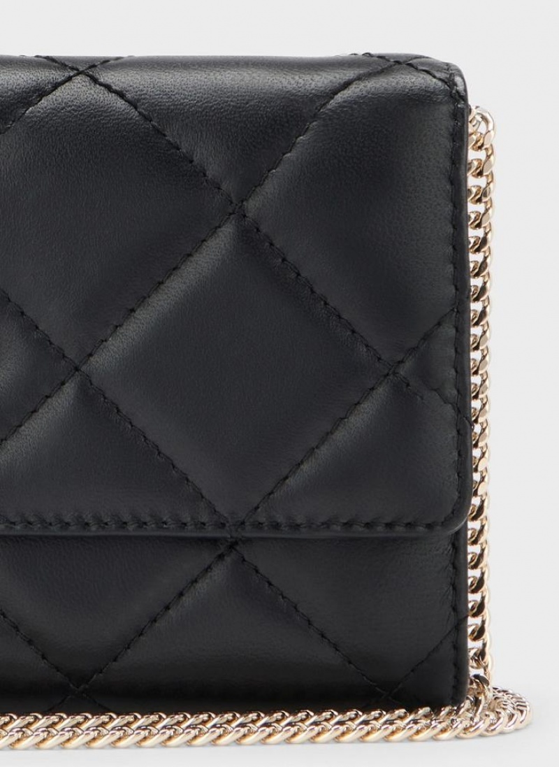 DKNY Quilted On A Chain Women's Wallets Black / Gold | Ireland_D0701