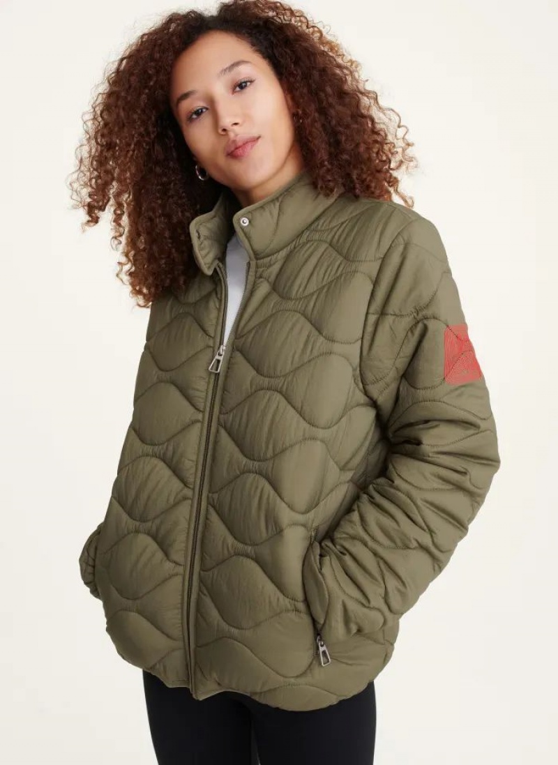 DKNY Quilted Packable Women\'s Jackets Olive | Ireland_D1370