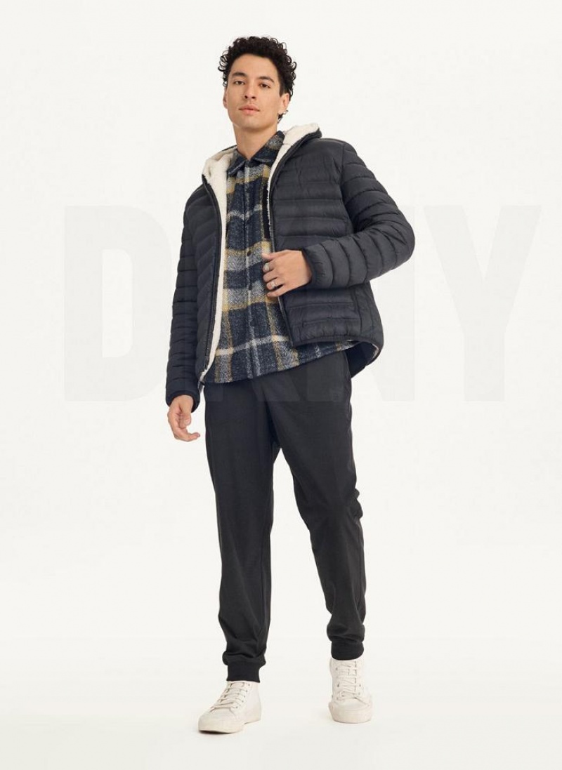 DKNY Quilted Reversible Sherpa Men's Jackets Black | Ireland_D1832