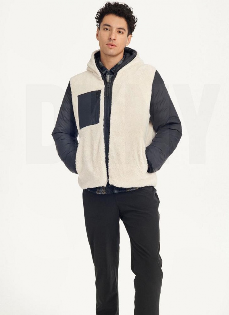 DKNY Quilted Reversible Sherpa Men's Jackets Black | Ireland_D1832