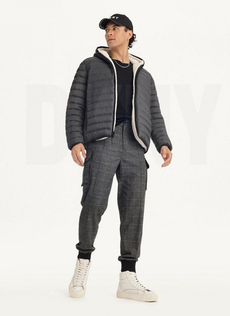 DKNY Quilted Reversible Sherpa Men's Jackets Grey | Ireland_D1520