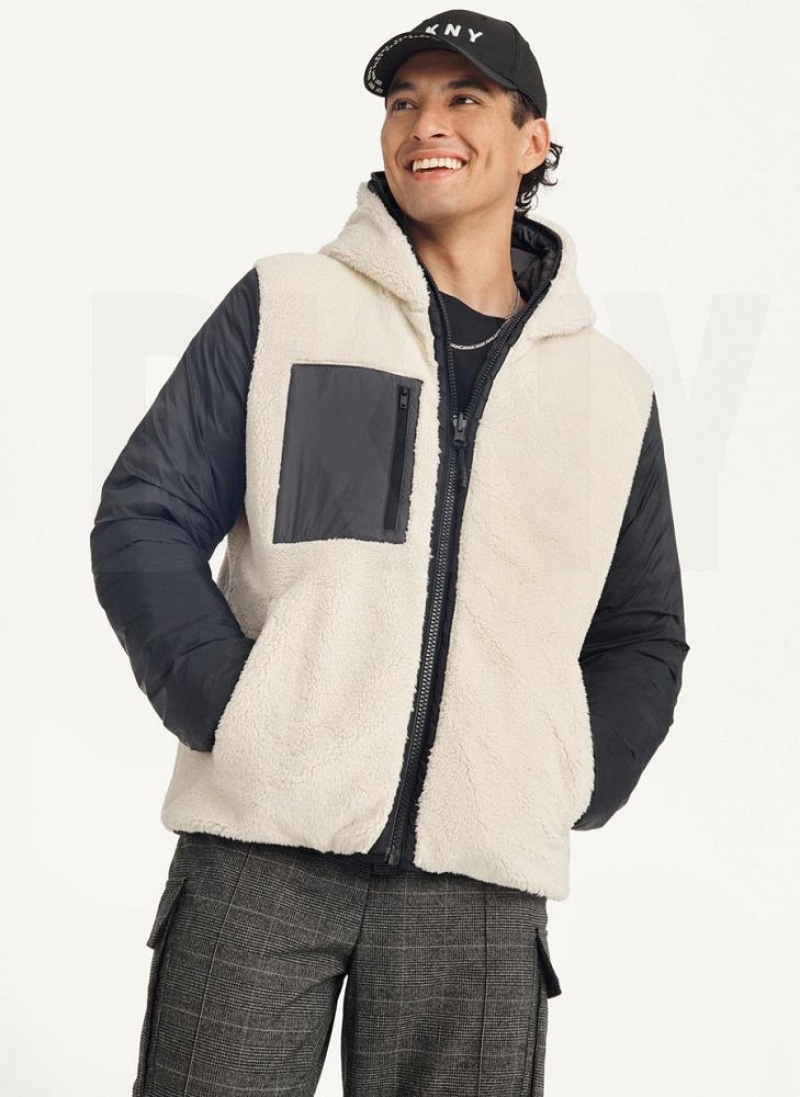 DKNY Quilted Reversible Sherpa Men's Jackets Grey | Ireland_D1520