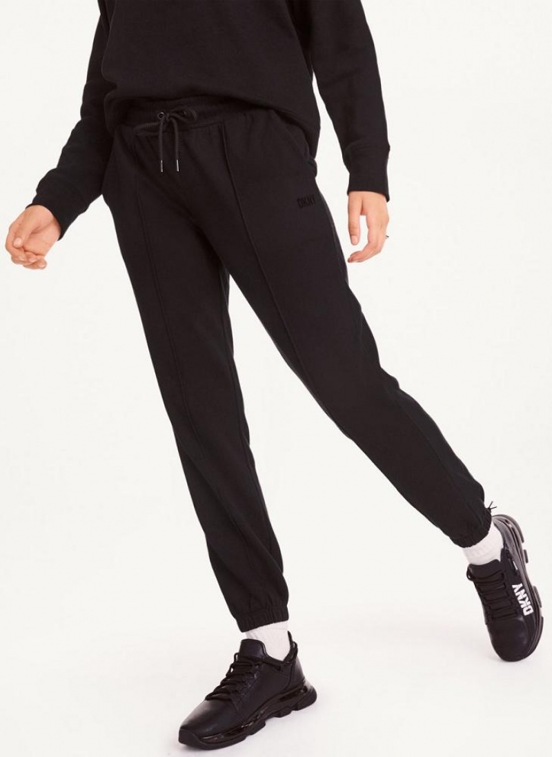 DKNY Raised Logo Women\'s Joggers Black | Ireland_D1535