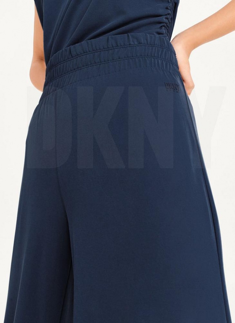 DKNY Relaxed Wide Leg Women's Pants Navy | Ireland_D1686