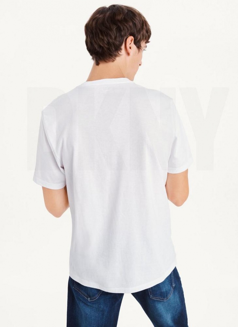 DKNY Repeated Cross Chest Men's T Shirts White | Ireland_D1747