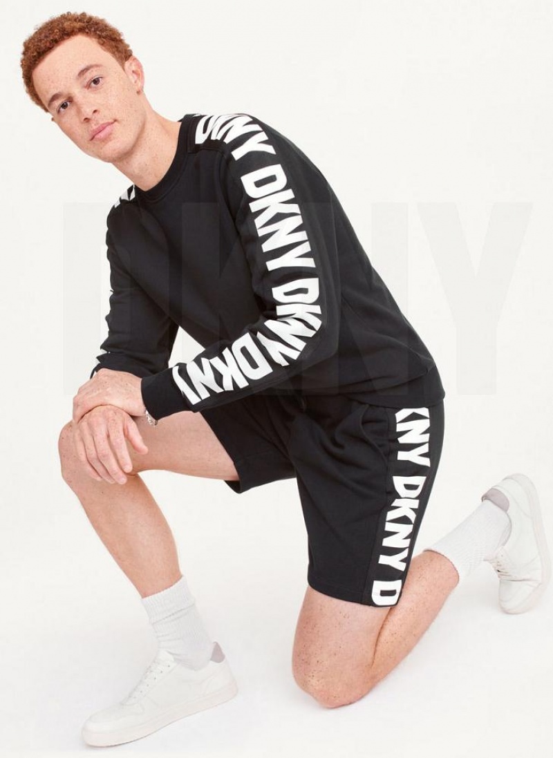 DKNY Repeated Logos Men's Shorts Black | Ireland_D0993