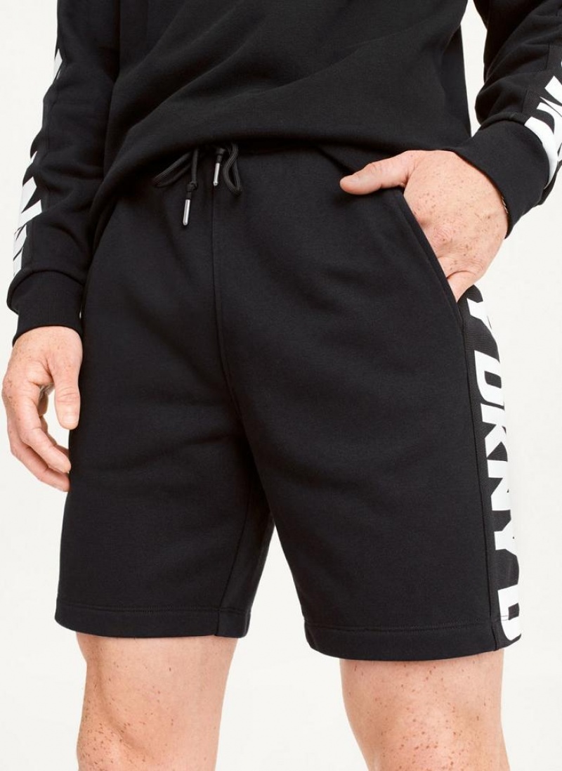 DKNY Repeated Logos Men\'s Shorts Black | Ireland_D0993