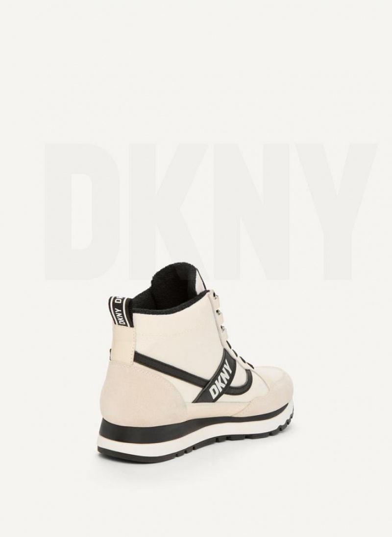 DKNY Retro High Top Women's Sneakers Beige | Ireland_D1273