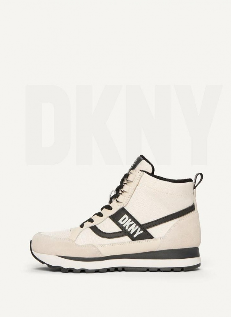 DKNY Retro High Top Women\'s Sneakers Beige | Ireland_D1273