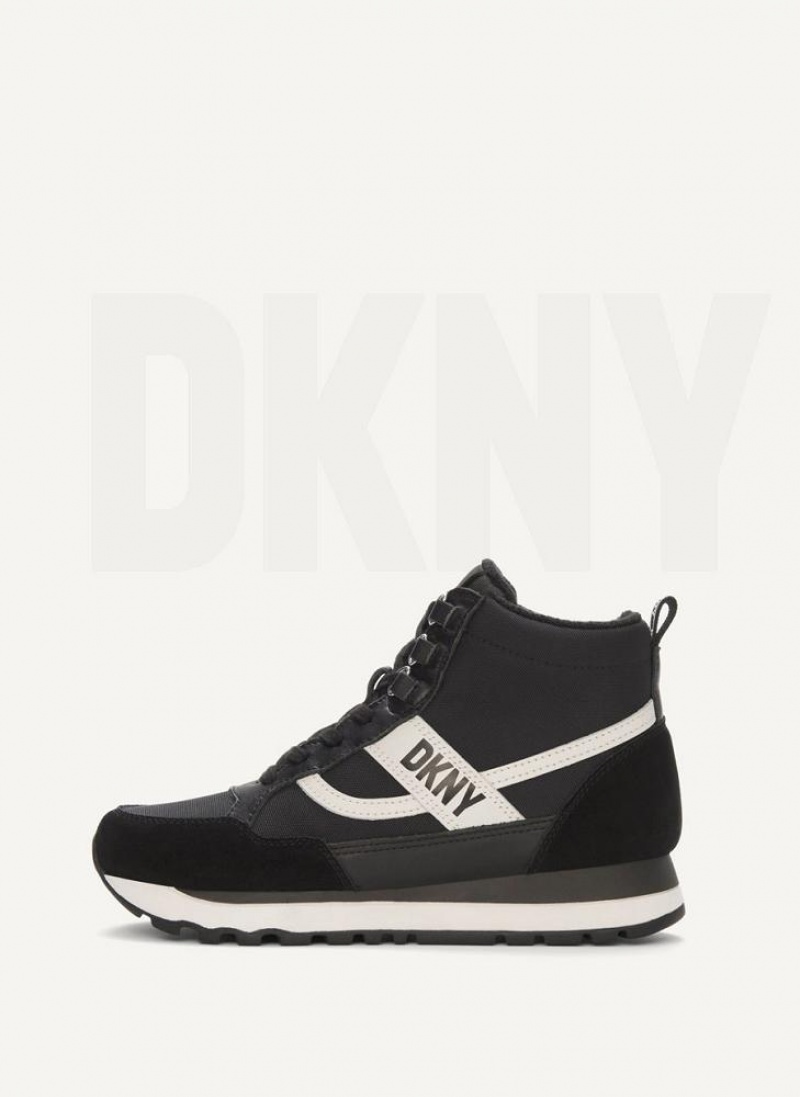 DKNY Retro High Top Women\'s Sneakers Black | Ireland_D1305