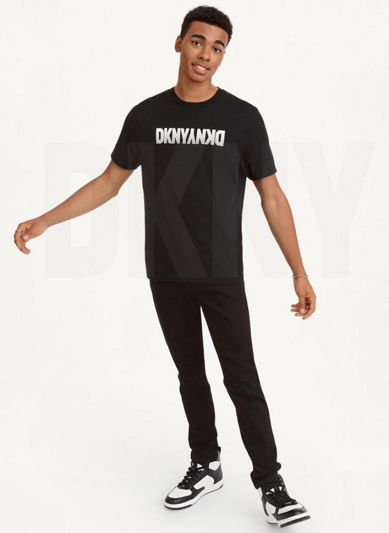 DKNY Reverse Gel Men's T Shirts Black | Ireland_D1414