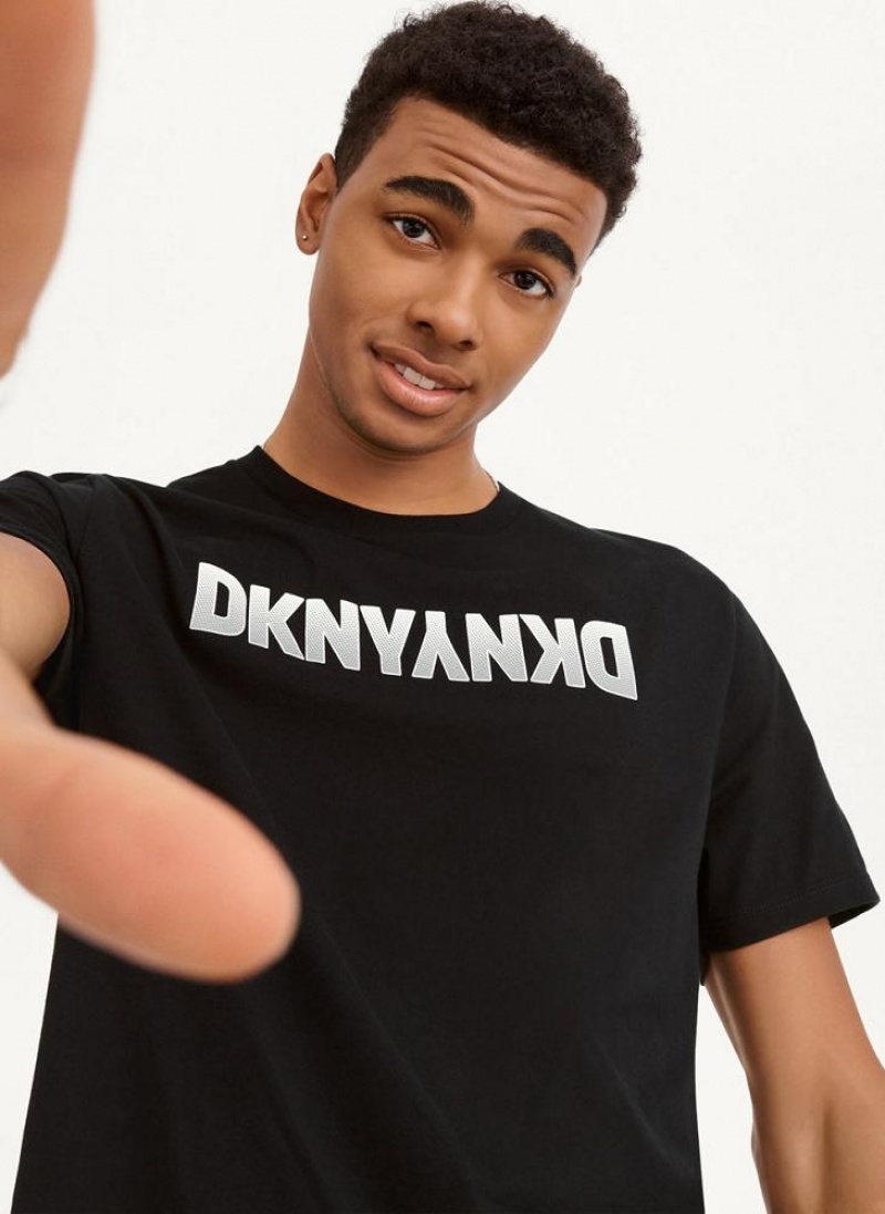 DKNY Reverse Gel Men\'s T Shirts Black | Ireland_D1414