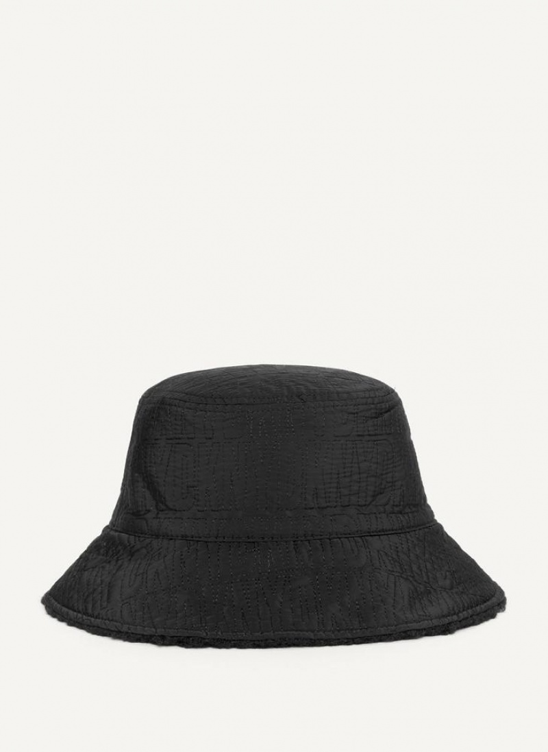 DKNY Reversible Quilt & Sherpa Bucket Men's Hats Black | Ireland_D0611