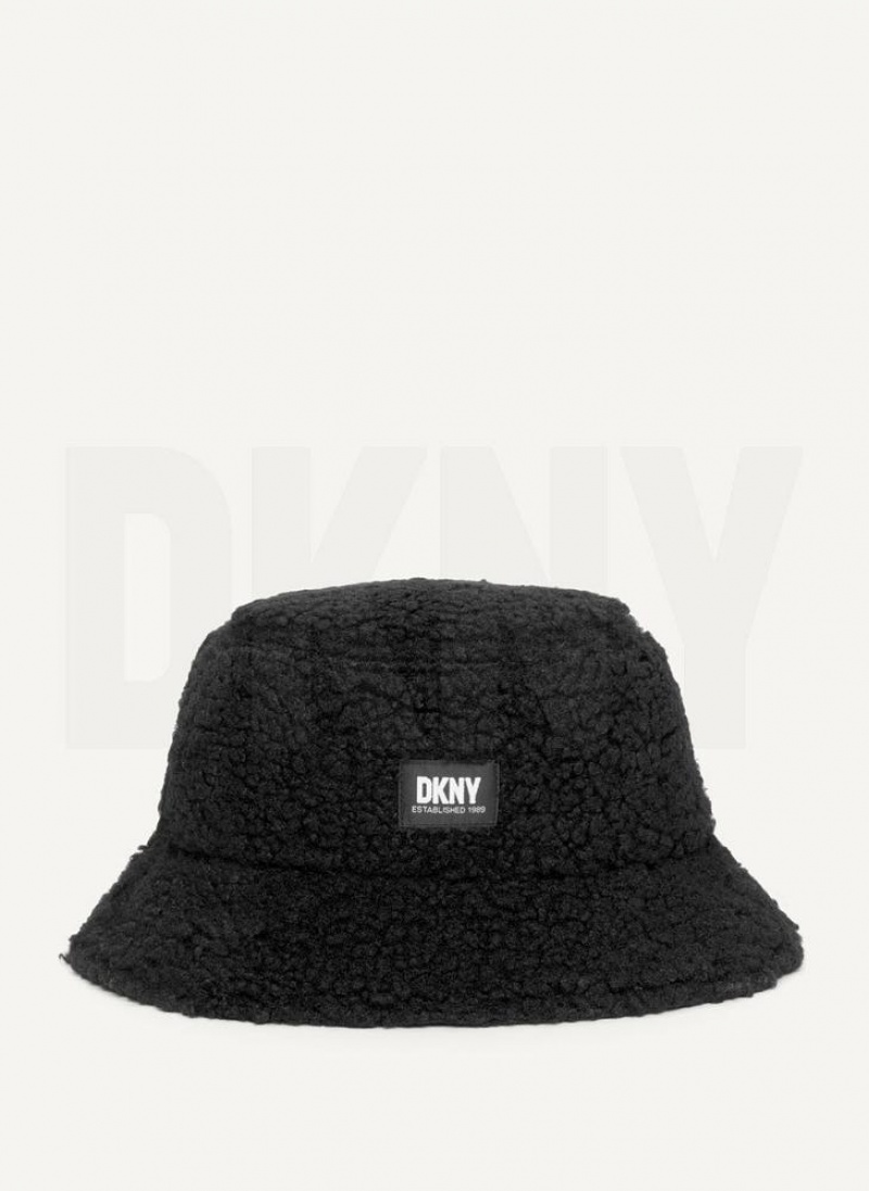 DKNY Reversible Quilt & Sherpa Bucket Men's Hats Black | Ireland_D0611