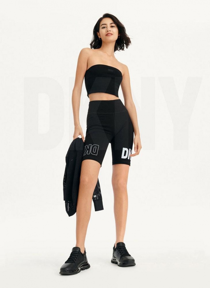 DKNY Rib Crop Tube Women's Tank Top Black | Ireland_D1890