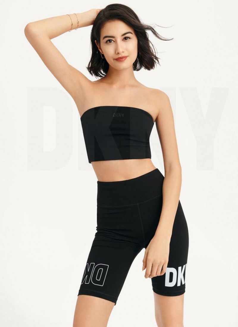 DKNY Rib Crop Tube Women's Tank Top Black | Ireland_D1890