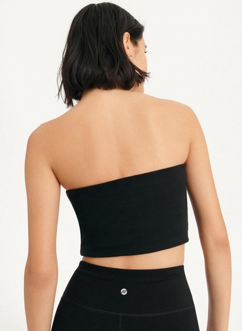 DKNY Rib Crop Tube Women's Tank Top Black | Ireland_D1890