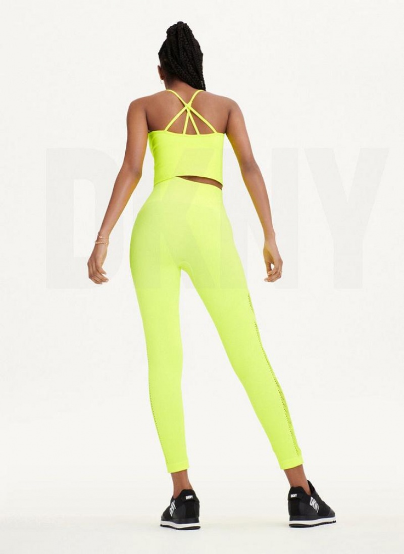 DKNY Rib Knit High Waisted Seamless Women's Leggings Yellow | Ireland_D1304