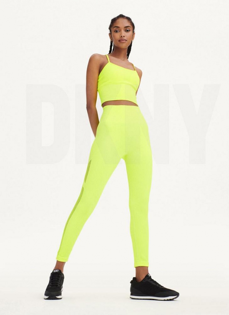 DKNY Rib Knit High Waisted Seamless Women's Leggings Yellow | Ireland_D1304