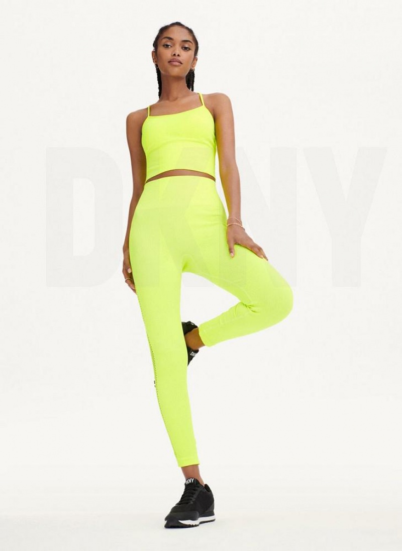 DKNY Rib Knit High Waisted Seamless Women's Leggings Yellow | Ireland_D1304