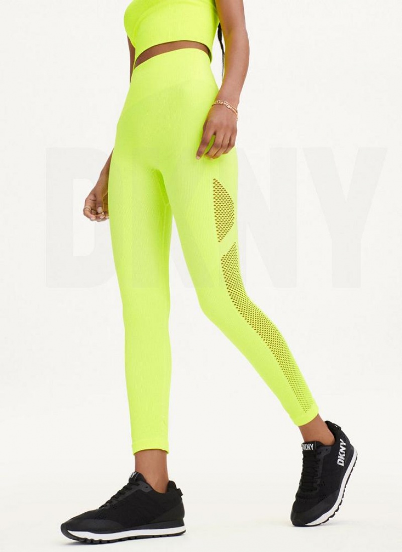 DKNY Rib Knit High Waisted Seamless Women's Leggings Yellow | Ireland_D1304