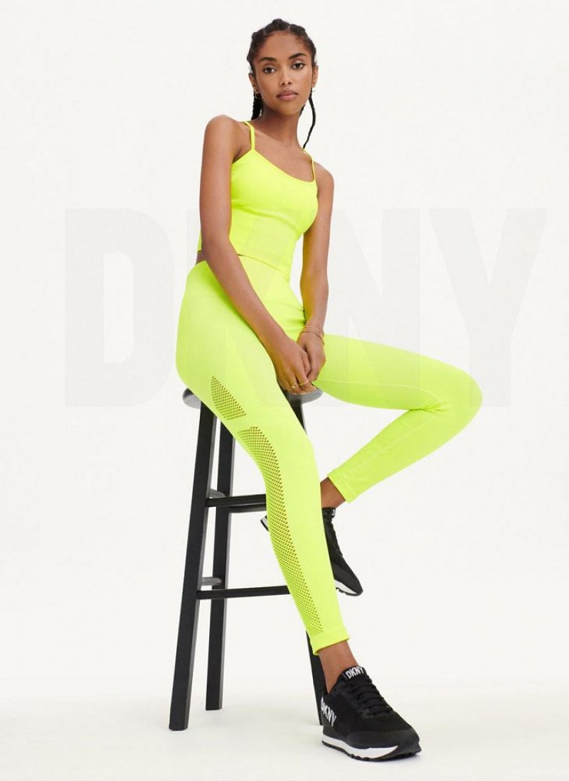 DKNY Rib Knit High Waisted Seamless Women's Leggings Yellow | Ireland_D1304