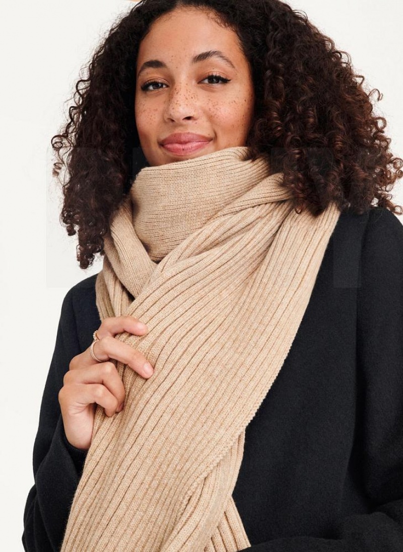 DKNY Rib Knit Oblong Women's Scarf Beige | Ireland_D0120