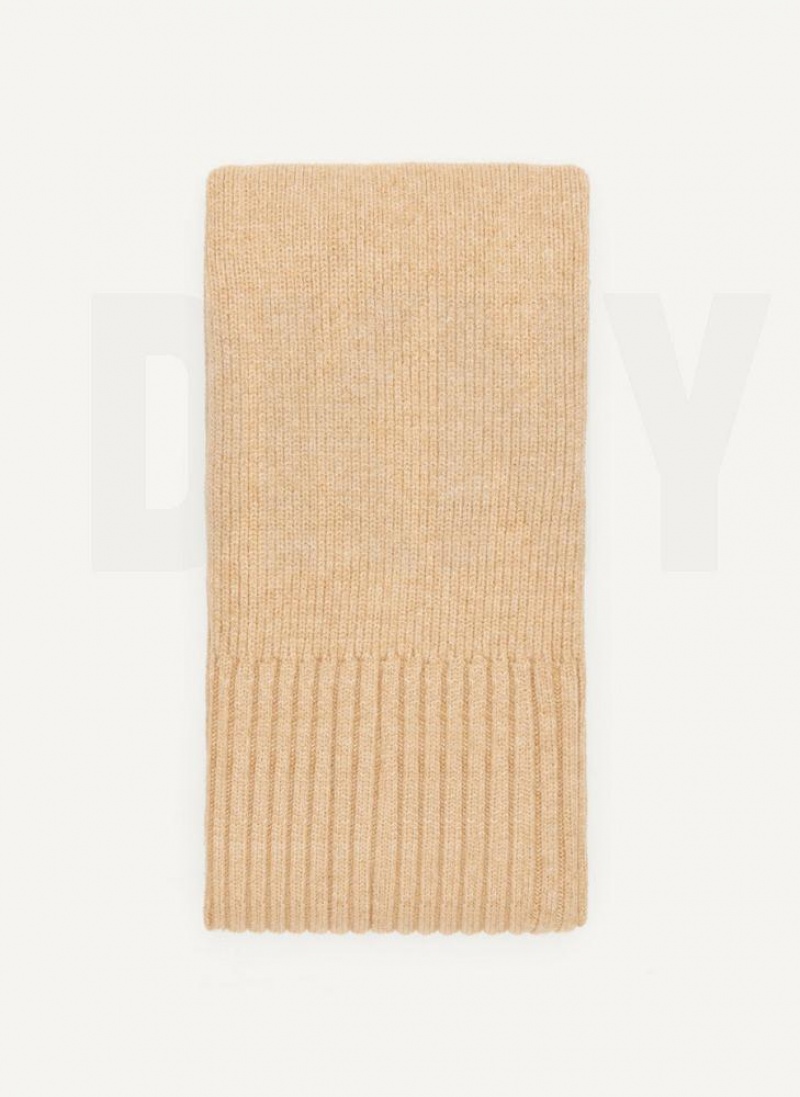 DKNY Rib Knit Oblong Women\'s Scarf Beige | Ireland_D0120