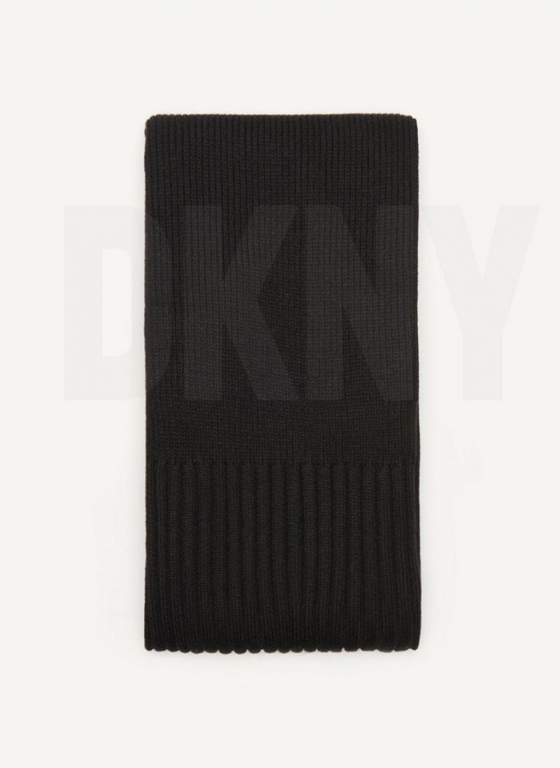 DKNY Rib Knit Oblong Women\'s Scarf Black | Ireland_D1180