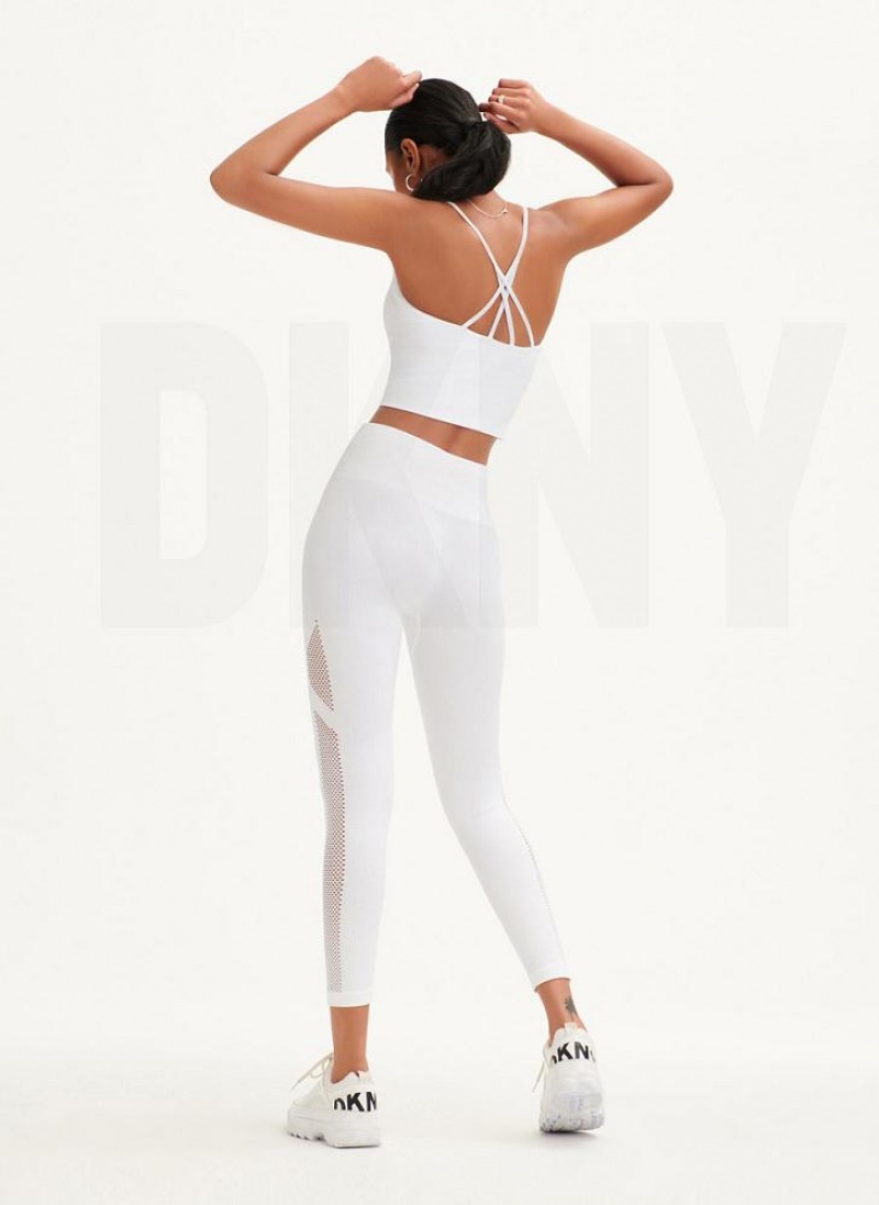 DKNY Rib Knit Seamless Crop Women's Tank Top White | Ireland_D0806