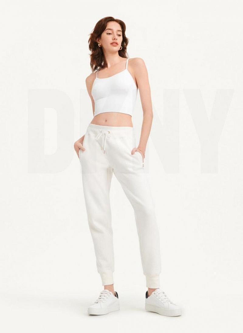 DKNY Rib Knit Seamless Crop Women's Tank Top White | Ireland_D0806