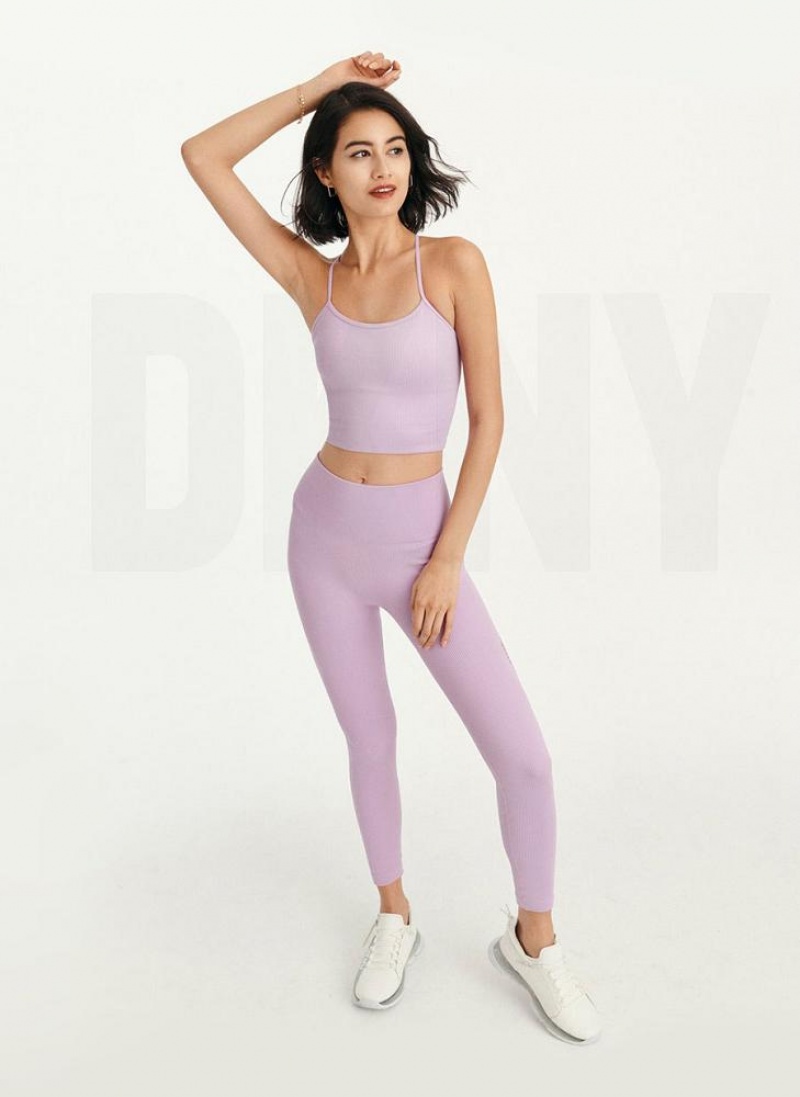 DKNY Rib Knit Seamless Crop Women's Tank Top Purple | Ireland_D0807