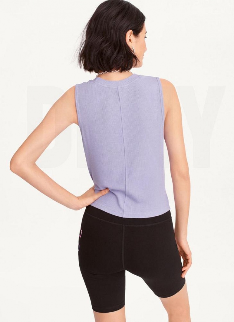 DKNY Rib Twist Front Women's Tank Top Purple | Ireland_D1521